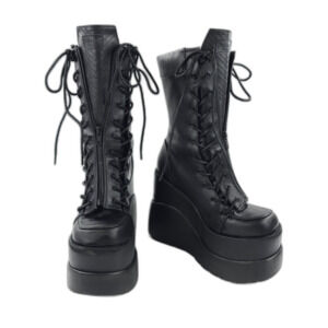 DEMONIA Void-118 PLATFORM COFFIN Combat Boots Black Rave E-Girl Grunge Goth Vamp